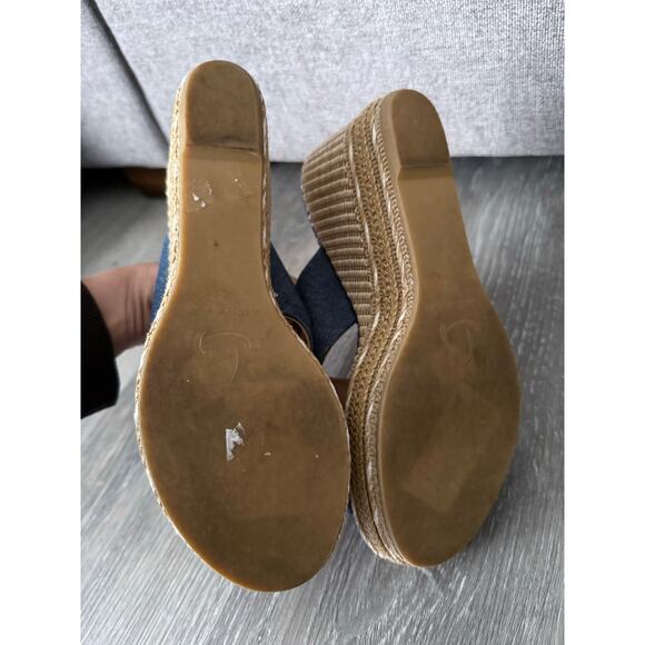 KANNA Spain denim fabric criss cross slide on espadrille wedge heels sandals - Picture 8 of 8